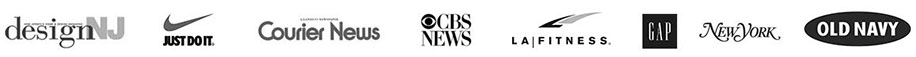 As featured in designNJ, Nike, Courier News, CBS News, LA Fitness, GAP, New York, and Old Navy