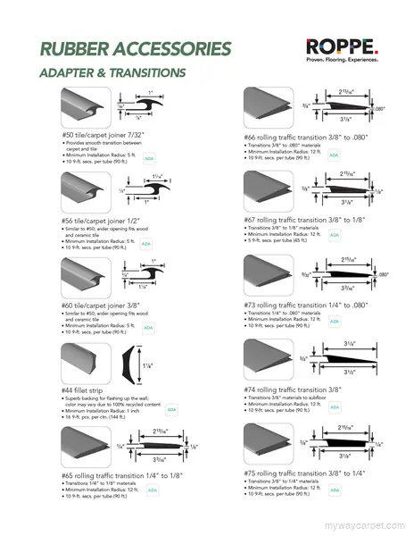 Roppe adapters & transitions stair accessories & coordinating components profile