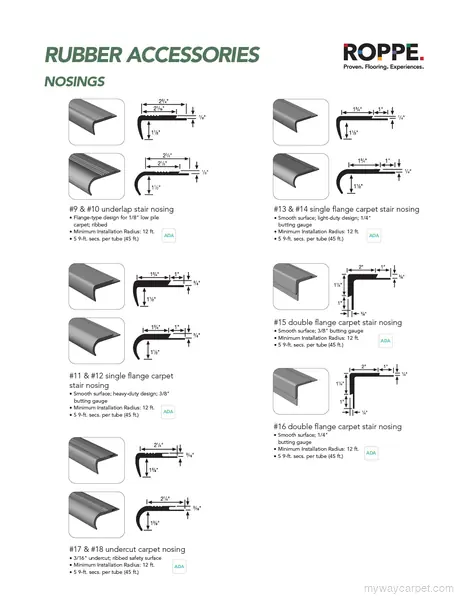Roppe nosings 9-18 stair accessories & coordinating components profile