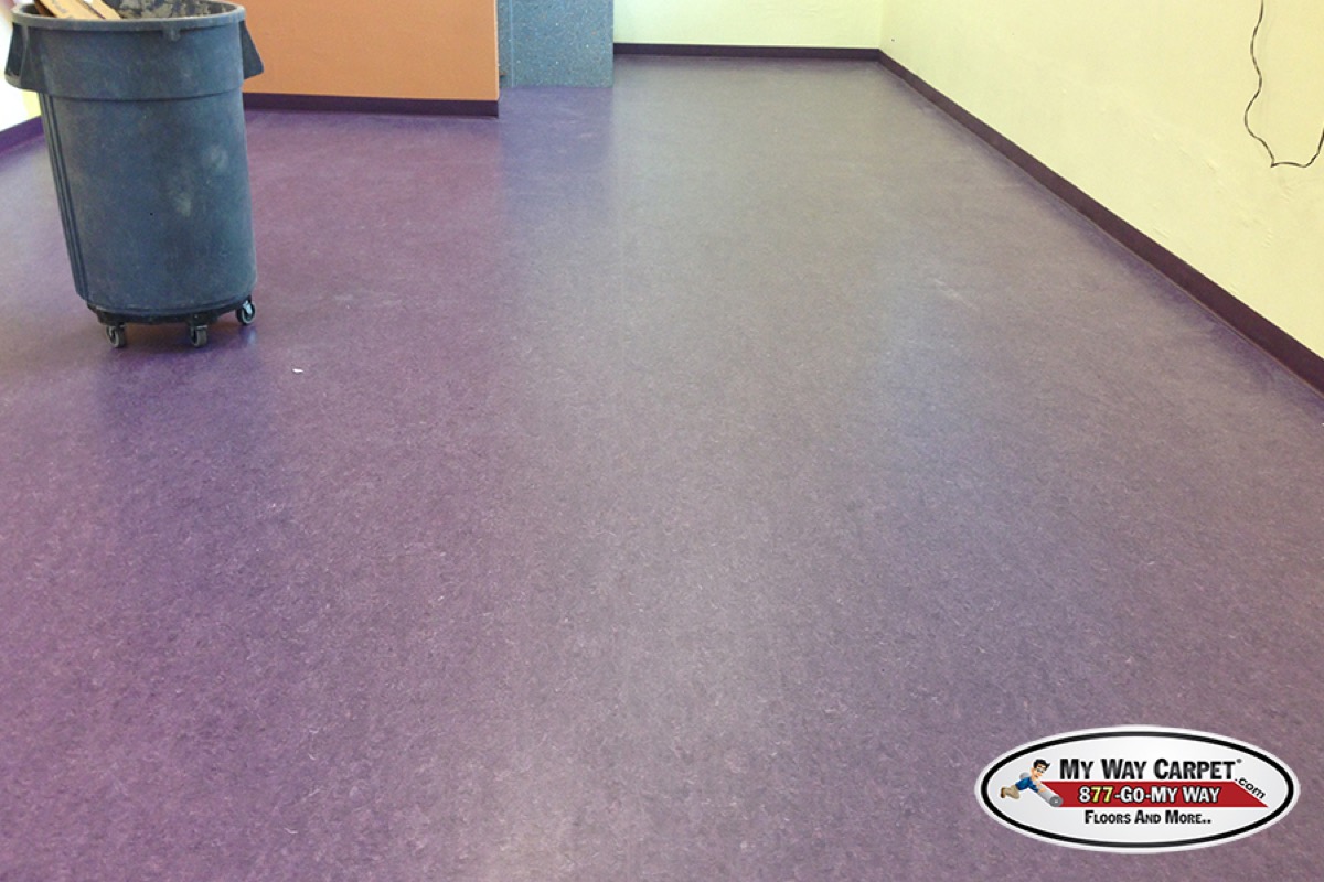 LA Fitness Kids Klub &mdash; purple linoleum with matching wall base