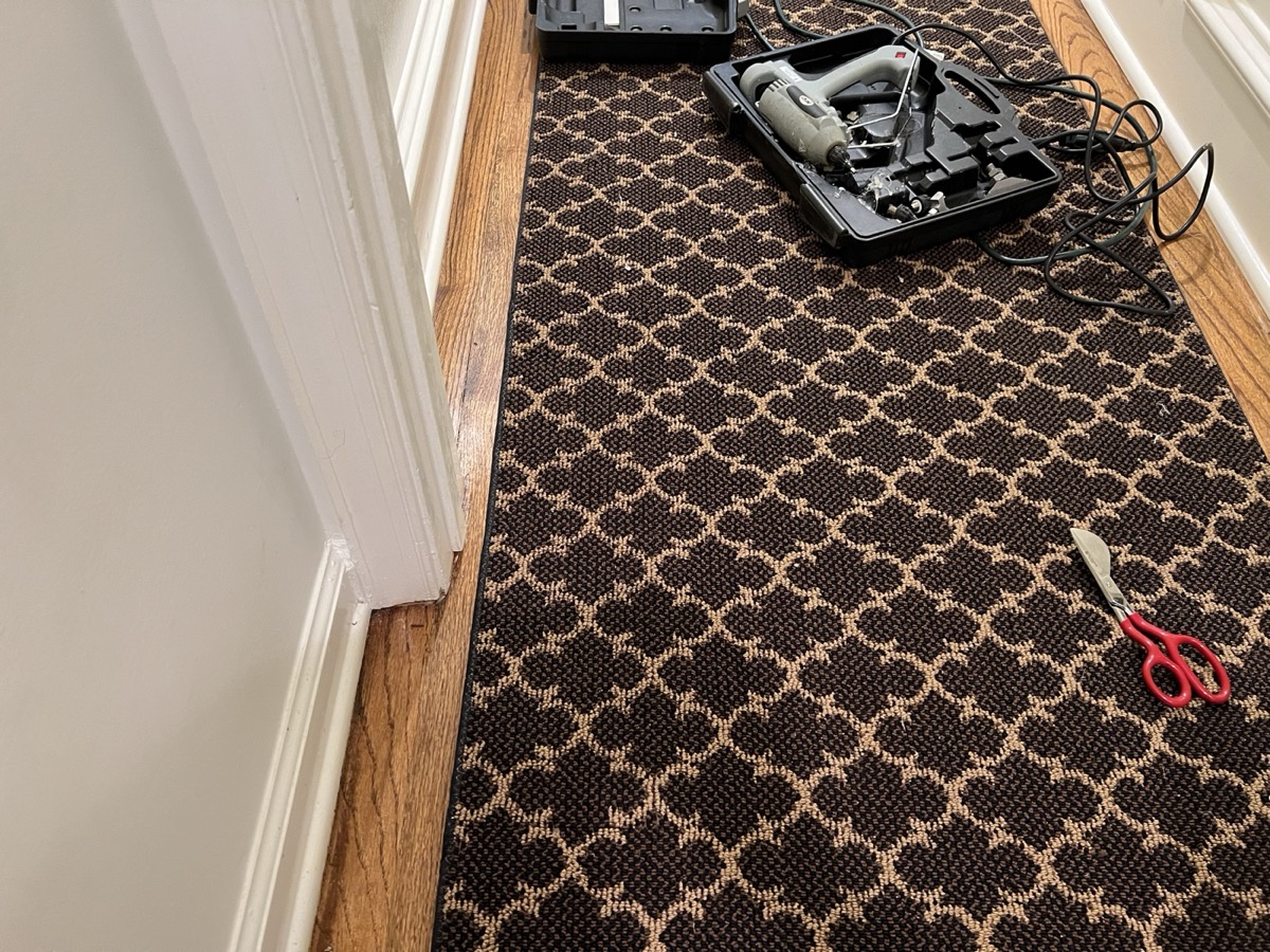 Finished hallway repair with invisible binding seam