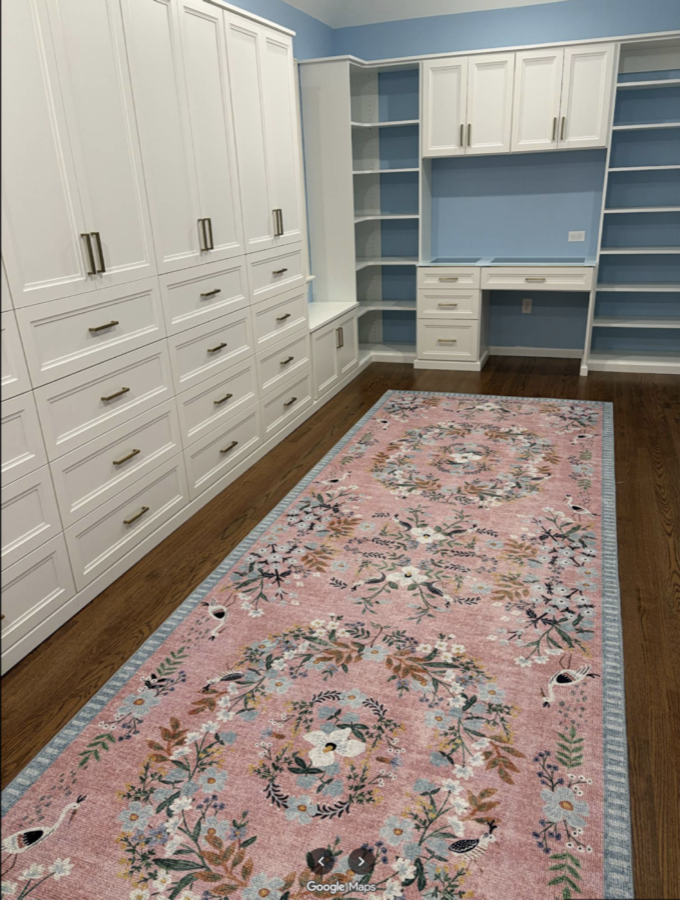 Steve custom-seamed master closet area rug