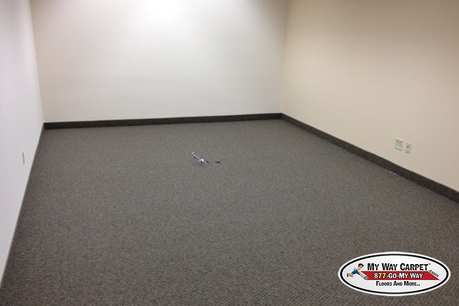 Commercial broadloom with custom bound carpet base