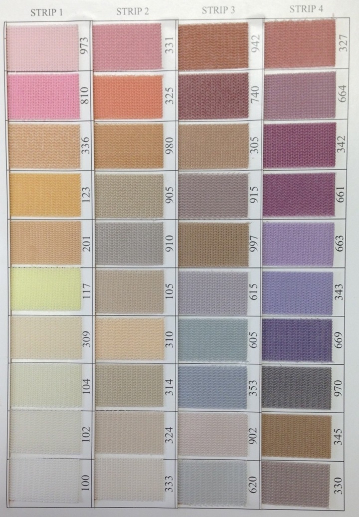 Carpet binding color chart — Strips 1-4