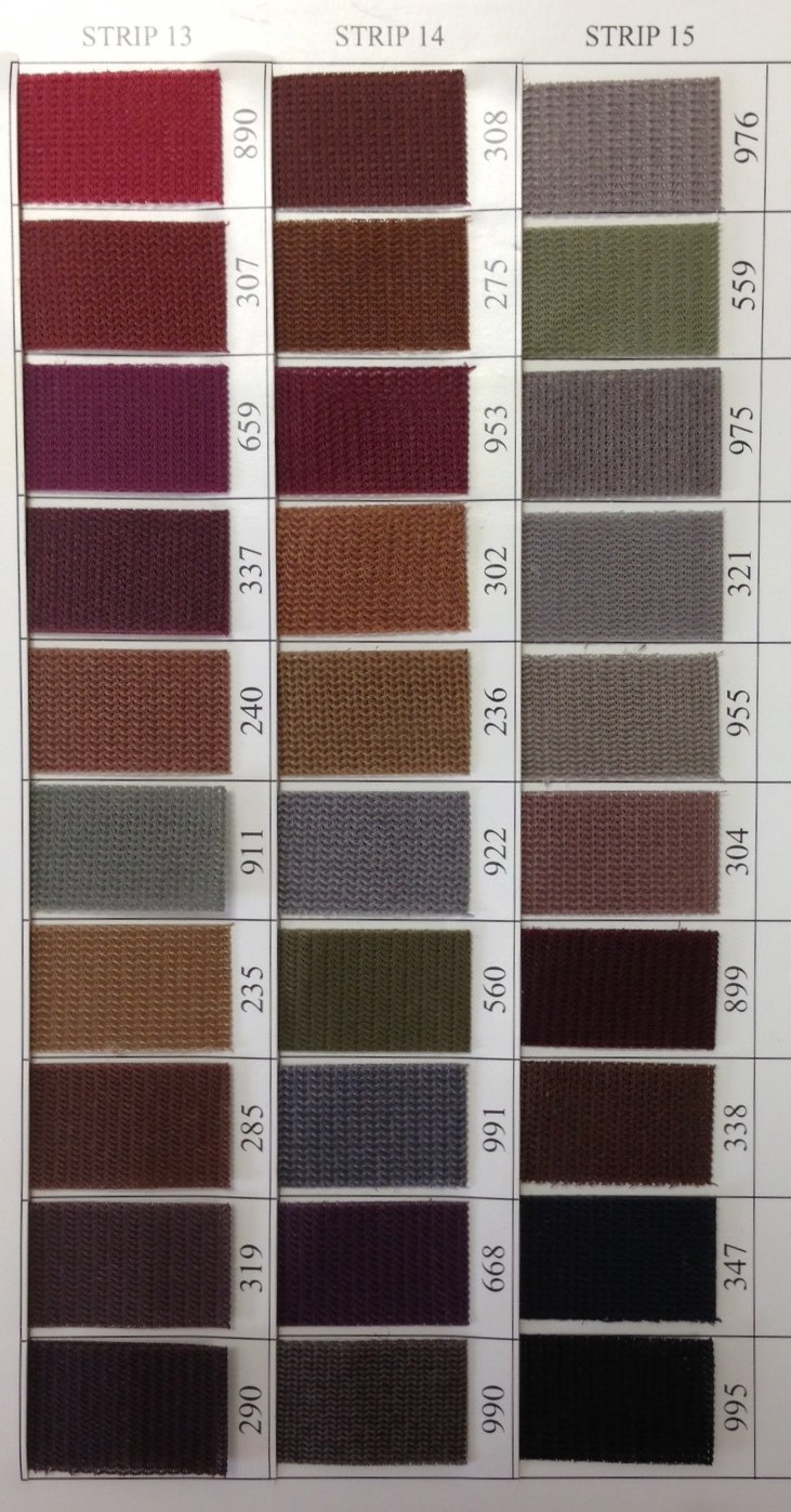 Carpet binding color chart — Strips 13-15
