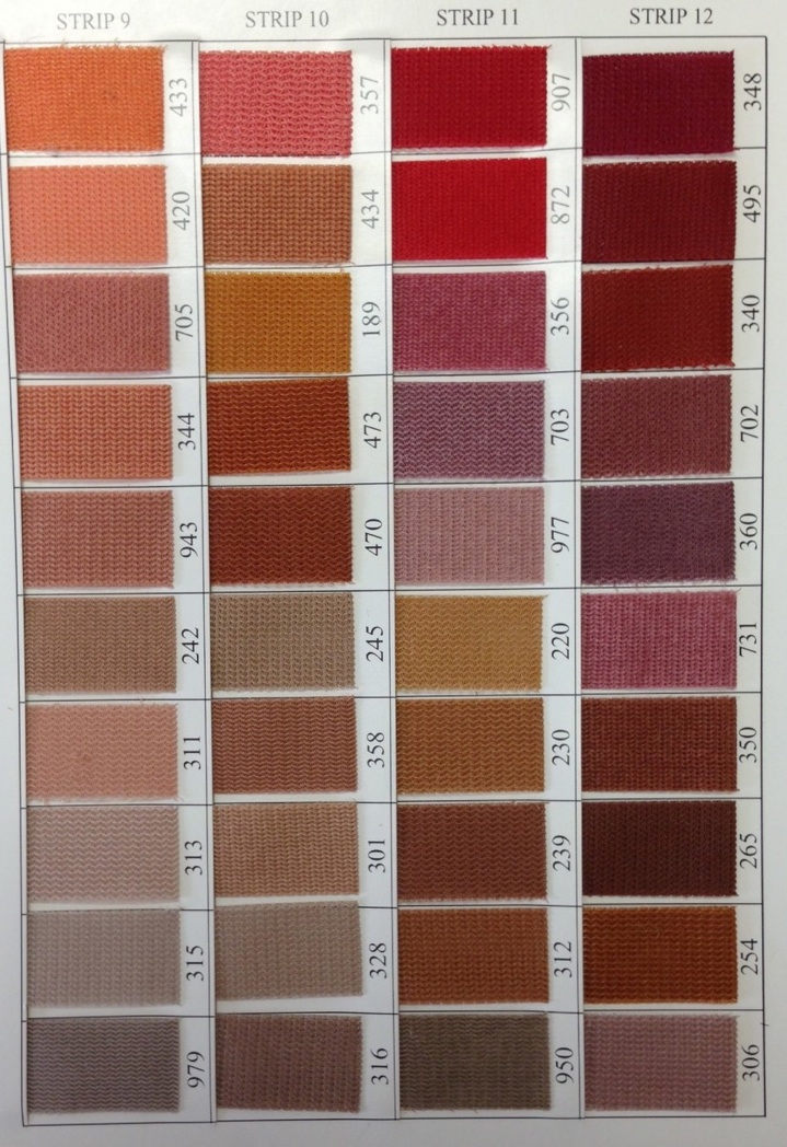 Carpet binding color chart — Strips 9-12